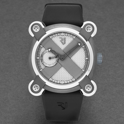 Pre-owned Rj-romain Jerome Romain Jerome Men's Moon Invader Grey Dial Black Rubber Strap Rj.m.au.in.020.01