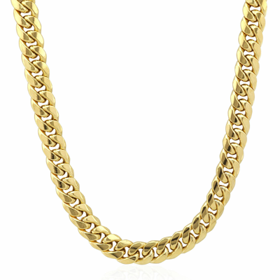Pre-owned Globalwatches10 14k Gold Cuban Link Mens Chain Necklace 22 Inch 10mm Box Lock