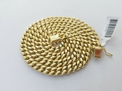 Pre-owned Globalwatches10 Real 14k Yellow Gold Miami Cuban Link Chain Necklace 7mm 22" 14kt Gold Box Lock