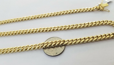 Pre-owned Globalwatches10 Real 14k Yellow Gold Miami Cuban Link Chain Necklace 7mm 22" 14kt Gold Box Lock
