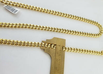 Pre-owned Globalwatches10 Real 14k Yellow Gold Miami Cuban Link Chain Necklace 7mm 22" 14kt Gold Box Lock