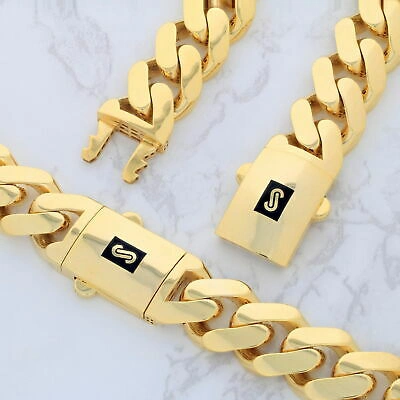 Pre-owned Nuragold 10k Yellow Gold Royal Monaco Miami Cuban Link 17mm Chain Mens Curb Necklace 22"