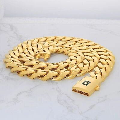 Pre-owned Nuragold 10k Yellow Gold Royal Monaco Miami Cuban Link 17mm Chain Mens Curb Necklace 22"