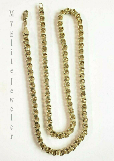 Pre-owned My Elite Jewelers Real 10k Gold Byzantine Chain Necklace 26"inch 5mm 10kt Yellow Gold Lobster Lock