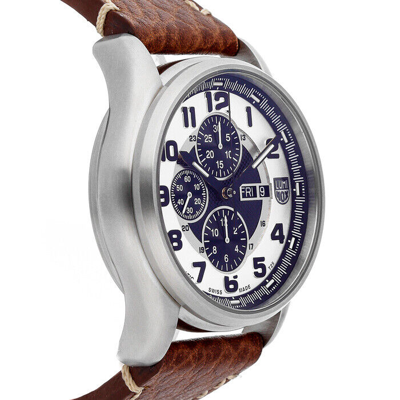 Pre-owned Luminox 1869 Field Valjoux Automatic Chrono Numbered Edition Brown Leather Watch