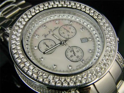 Pre-owned Joe Rodeo Mens  Junior Jju116 Vs 6.75 Ct Mop Dial 2 Row Bezel Diamond Watch