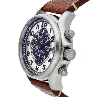 Pre-owned Luminox 1869 Field Valjoux Automatic Chrono Numbered Edition Brown Leather Watch