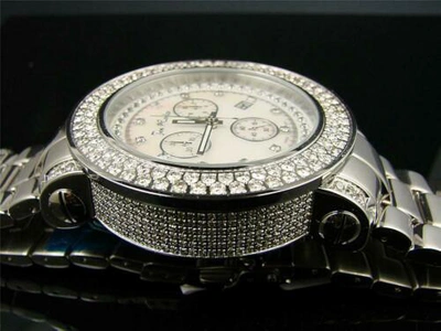 Pre-owned Joe Rodeo Mens  Junior Jju116 Vs 6.75 Ct Mop Dial 2 Row Bezel Diamond Watch