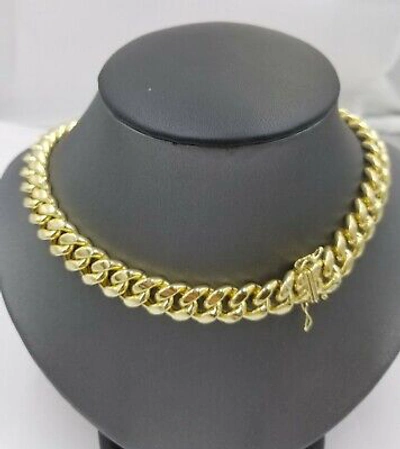 Pre-owned Globalwatches10 Mens 10k Yellow Gold 26" 11mm Chain Miami Cuban Link Necklace Box Lock Real 10kt