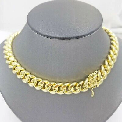 Pre-owned Globalwatches10 Mens 10k Yellow Gold 26" 11mm Chain Miami Cuban Link Necklace Box Lock Real 10kt