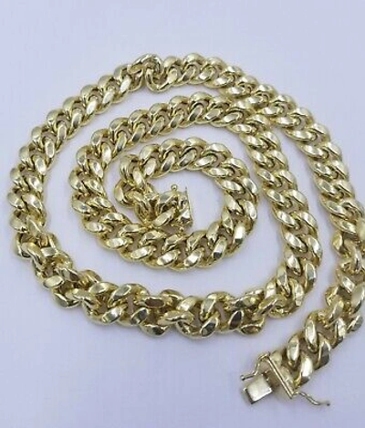 Pre-owned Globalwatches10 Mens 10k Yellow Gold 26" 11mm Chain Miami Cuban Link Necklace Box Lock Real 10kt
