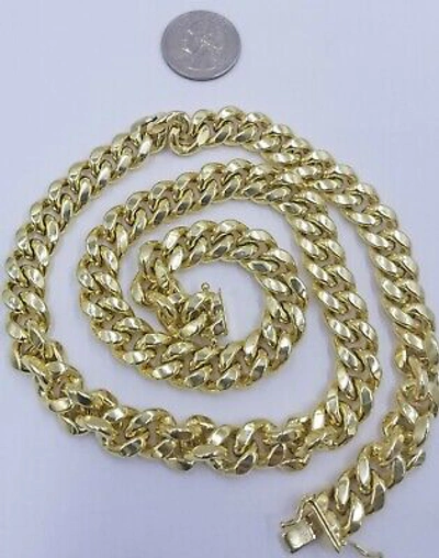 Pre-owned Globalwatches10 Mens 10k Yellow Gold 26" 11mm Chain Miami Cuban Link Necklace Box Lock Real 10kt