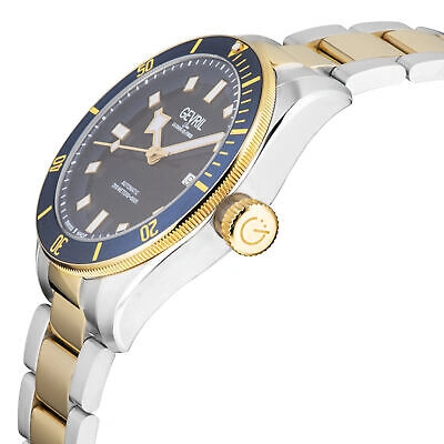 Pre-owned Gevril Men's 48604 Yorkville Swiss Automatic Two/tone Blue Dial Date Watch