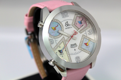 Pre-owned Jacob & Co. Jacob & Co 47mm 5 Time Zone Jc24da Authentic Stainless Steel Ladies Diamond Watc