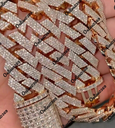 Pre-owned Online0369 Men's 18mm X 24" Long Miami Cuban Link Ring 14k White Gold Plated Silver