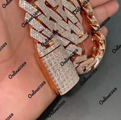 Pre-owned Online0369 Men's 18mm X 24" Long Miami Cuban Link Ring 14k White Gold Plated Silver