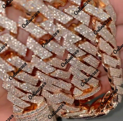 Pre-owned Online0369 Men's 18mm X 24" Long Miami Cuban Link Ring 14k White Gold Plated Silver