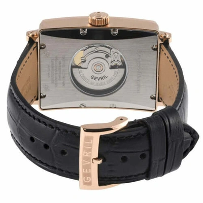 Pre-owned Gevril Men's 15201-2 Avenue Of America Swiss Automatic Sellita Black Strap Watch