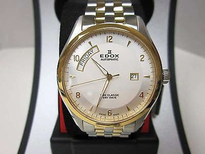 Pre-owned Edox Men's 83013-357j-aid Wrc Classic Day Date Swiss Automatic Eta 2824 Watch In Silver