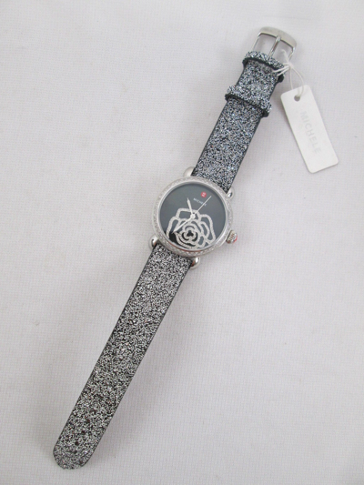 Pre-owned Michele Black Mop Diamond Jardin Csx Limited Edition Watch Mww03t000070