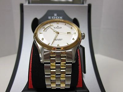 Pre-owned Edox Men's 83013-357j-aid Wrc Classic Day Date Swiss Automatic Eta 2824 Watch In Silver