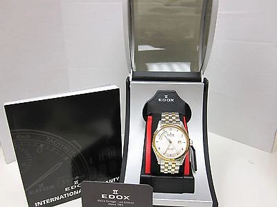 Pre-owned Edox Men's 83013-357j-aid Wrc Classic Day Date Swiss Automatic Eta 2824 Watch In Silver