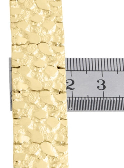 Pre-owned Jfl Diamonds & Timepieces Mens Real 10k Yellow Gold Solid Nugget Ore Style Fancy Link Bracelet 17mm | 9"