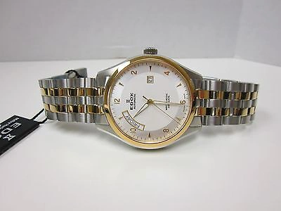 Pre-owned Edox Men's 83013-357j-aid Wrc Classic Day Date Swiss Automatic Eta 2824 Watch In Silver