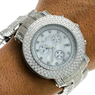 Pre-owned Joe Rodeo Men's Diamond Watch  Junior Fully Loaded Jju50 17.50 Ct White Mop Dial