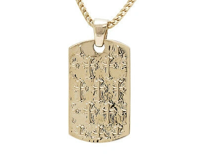 Pre-owned Jewelry Unlimited Mens Trefoil Cross Dog Tag 6 1/2ct Real Diamond Pendant 10k Rose-white Gold 2" In G-h