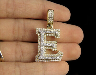 Pre-owned Jewelry Unlimited E Initial Custom Letter Diamond Pendant Charm In 10k Two Tone Gold 1 3/4 Ct 1.5" In G-h