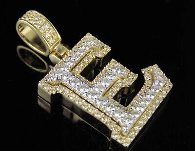 Pre-owned Jewelry Unlimited E Initial Custom Letter Diamond Pendant Charm In 10k Two Tone Gold 1 3/4 Ct 1.5" In G-h