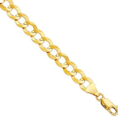 Pre-owned R C I 10k Yellow Gold 24" Solid Concave Cuban Curb Link Chain Necklace 8.2mm 32 Grams In No Stone