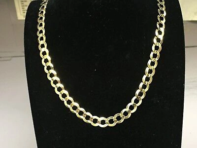 Pre-owned R C I 10k Yellow Gold 24" Solid Concave Cuban Curb Link Chain Necklace 8.2mm 32 Grams In No Stone