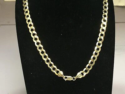 Pre-owned R C I 10k Yellow Gold 24" Solid Concave Cuban Curb Link Chain Necklace 8.2mm 32 Grams In No Stone