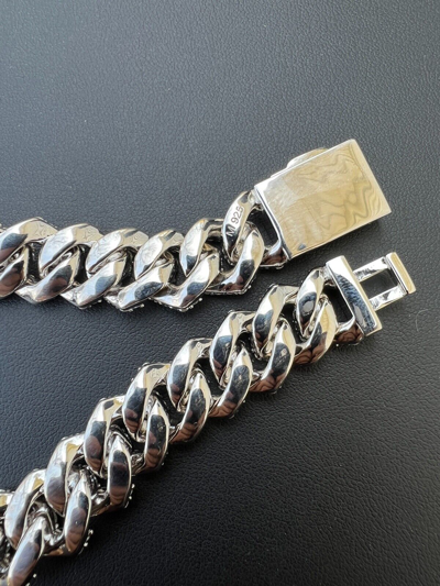 Pre-owned Harlembing Moissanite Prong Cuban Link Chain Real Iced Necklace Hip Hop Pass Diamond Test In White/colorless