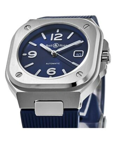 Pre-owned Bell & Ross Br 05 Blue Dial Rubber Strap Men's Watch Br05a-blu-st/srb