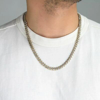 Pre-owned Nuragold 10k Yellow Gold Monaco Miami Cuban Diamond Cut Pave 7.5mm Chain Necklace 22"