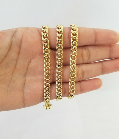 Pre-owned Globalwatches10 Real 14k Gold Miami Cuban Link Necklace Chain 6mm 20" Box Lock 14kt Yellow Gold