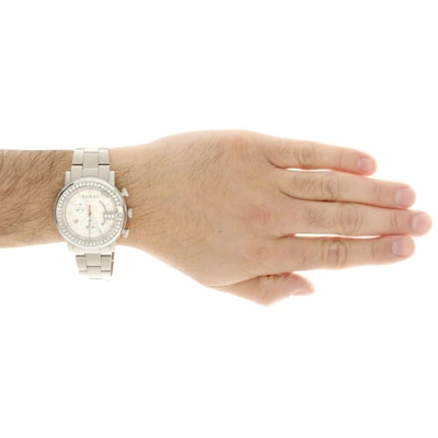 Pre-owned Gucci Mens Custom Diamond  Ya101339 G-watch White Dial Chronograph 44mm | 1.75 Ct