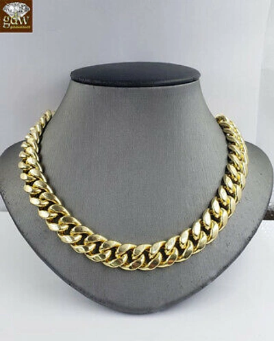 Pre-owned Gold And Diamond Real 10k Yellow Gold Miami Cuban Link Chain Men Necklace 13mm 22 Inch Box Clasp