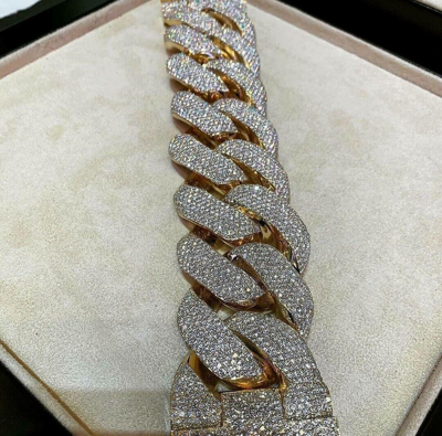 Pre-owned Online0369 Men's 30mm Thick 8'' Long Miami Cuban Link Giant Bracelet Free Moissanite Stud In White