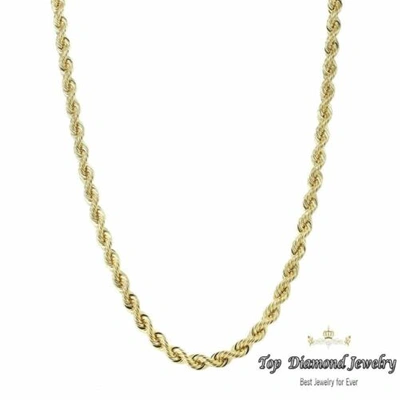 Pre-owned Tdj 14k Yellow Gold Italy Diamond Cut Men's Solid Rope Chain Twist Necklace 5 Mm