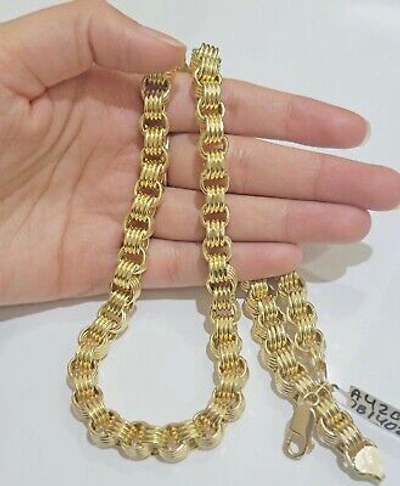 Pre-owned My Elite Jeweler Mens 10k Gold Byzantine Chain Necklace 9mm 22" 24" 26" 28" 30" 10kt Yellow Gold