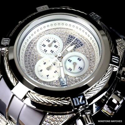 Pre-owned Invicta Reserve Bolt Zeus Diamond 50mm Polished Stainless Steel Swiss Watch