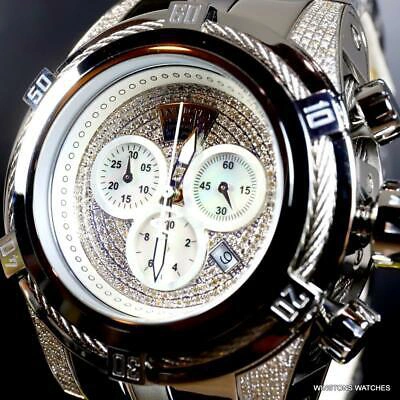 Pre-owned Invicta Reserve Bolt Zeus Diamond 50mm Polished Stainless Steel Swiss Watch