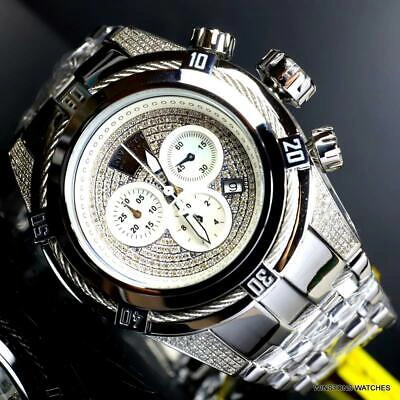 Pre-owned Invicta Reserve Bolt Zeus Diamond 50mm Polished Stainless Steel Swiss Watch