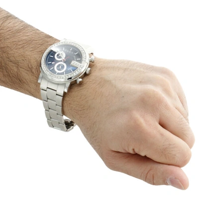 GUCCI Pre-owned Mens Custom Diamond  Ya101309 G-watch Black Dial Chronograph 1.75 Ctw. 44mm In White