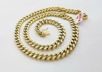 Pre-owned Globalwatches10 14k Real Yellow Gold Necklace 26" Inch 10mm Miami Cuban Box Lock Men 14kt