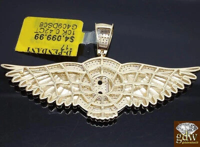 Pre-owned Globalwatches10 10k Gold Diamond Pendant Men Ladies Wings Real Diamond In White